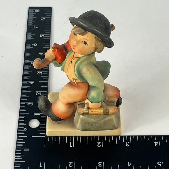 Goebel Hummel Merry Wanderer Figurine Little Boy Suitcase 70s True Vtg Germany - Picture 8 of 9